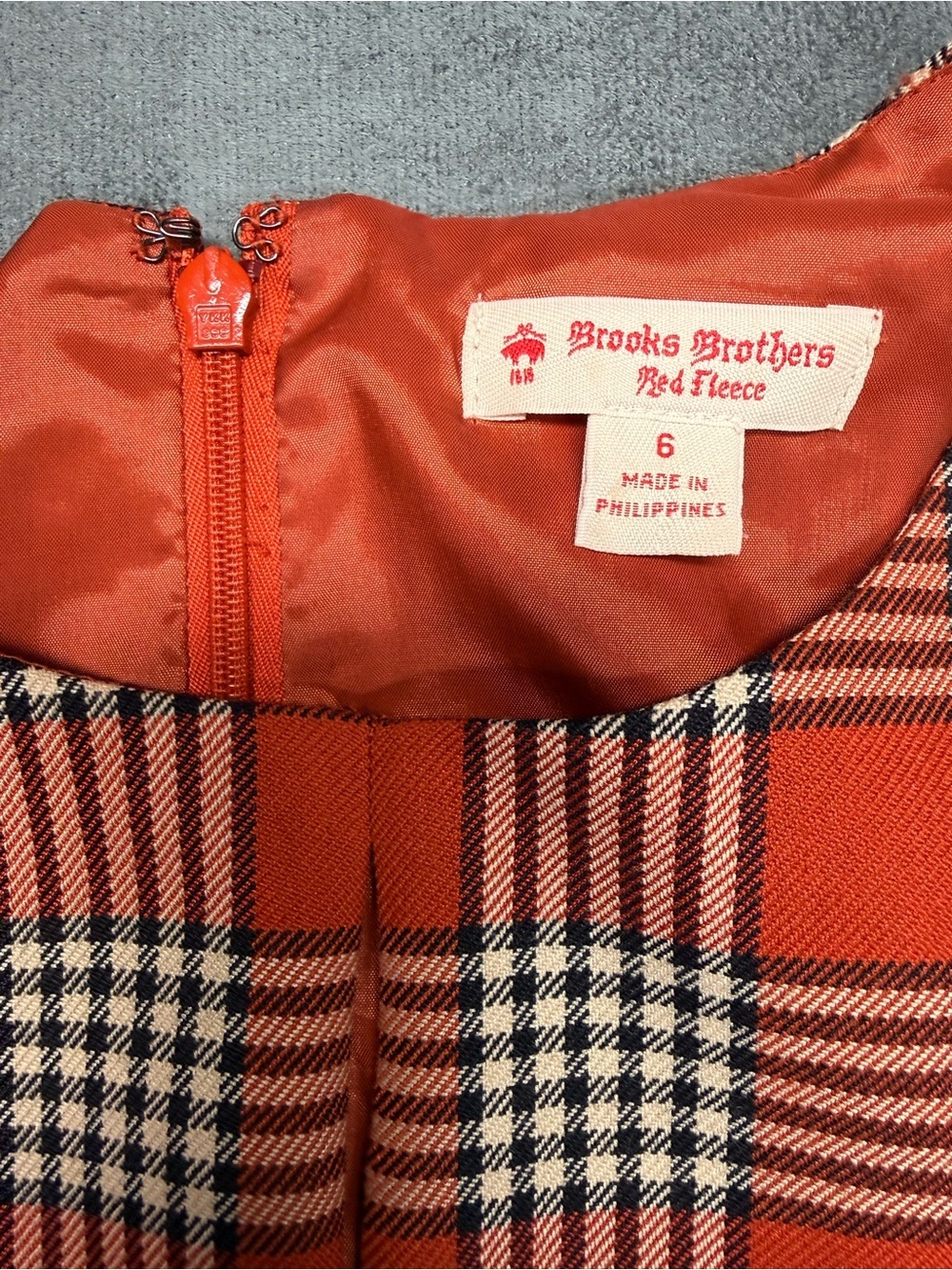 Brooks Brothers Orange-Red Plaid Girls Midi Skirt